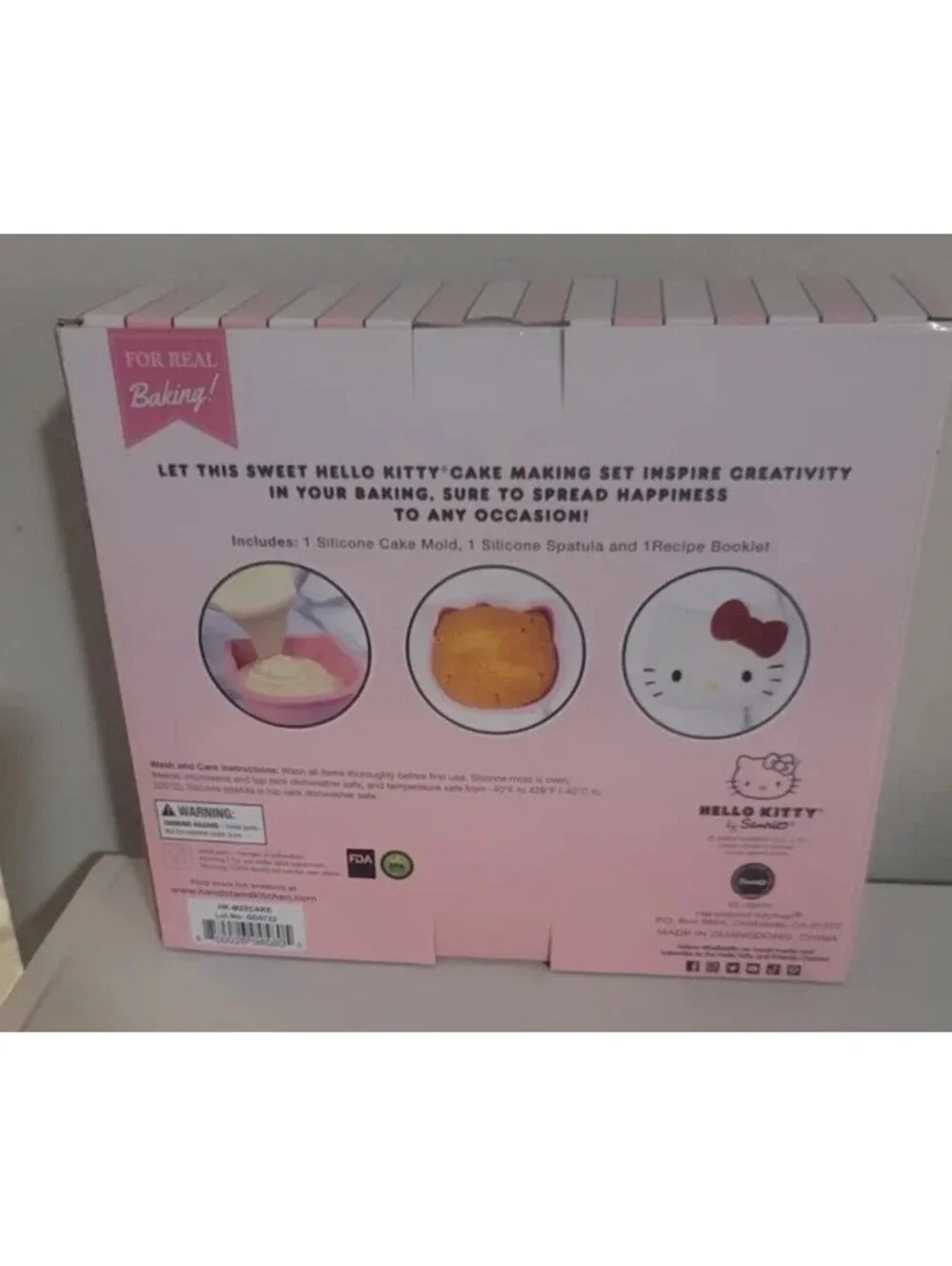 HELLO KITTY LARGE CAKE MAKING SET SILICONE CAKE MOLD SPATULA PINK NEW